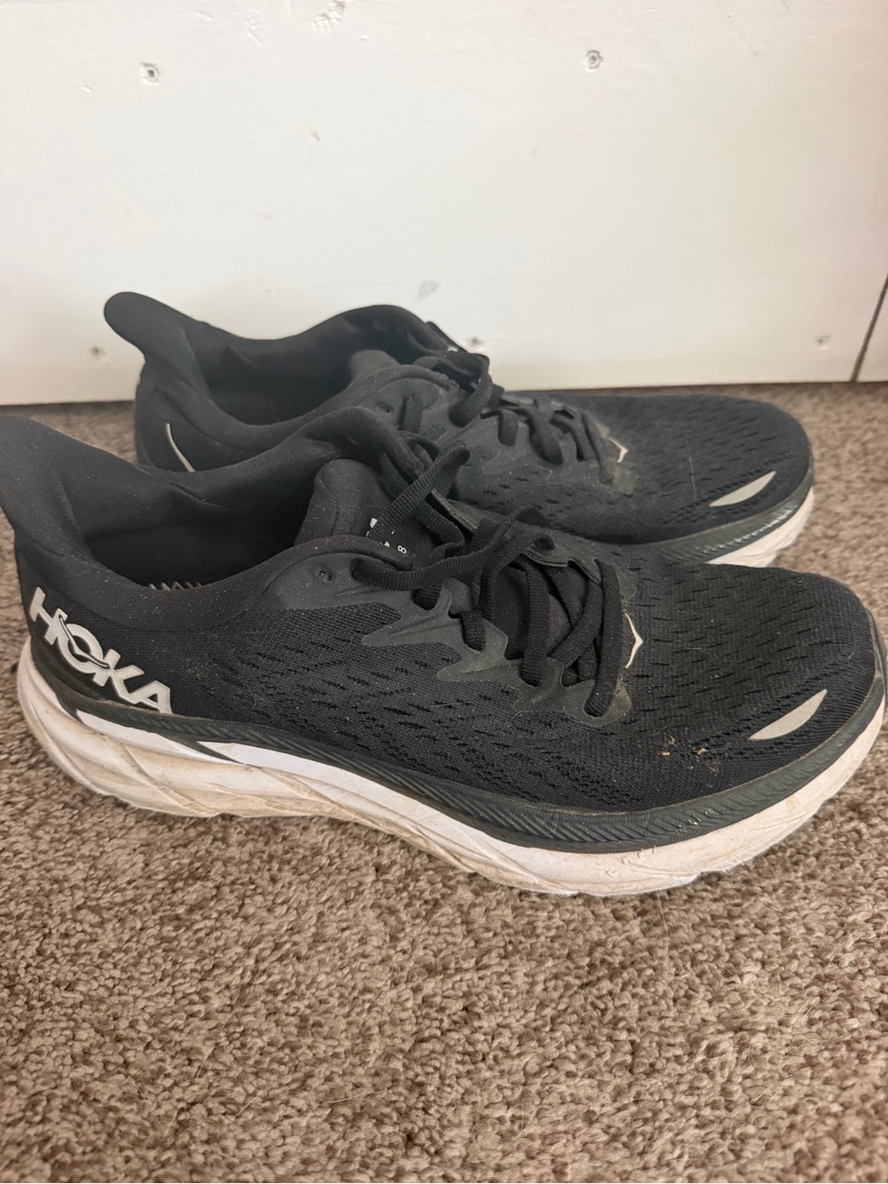 Hoka Women's Black and White Running Sneakers
